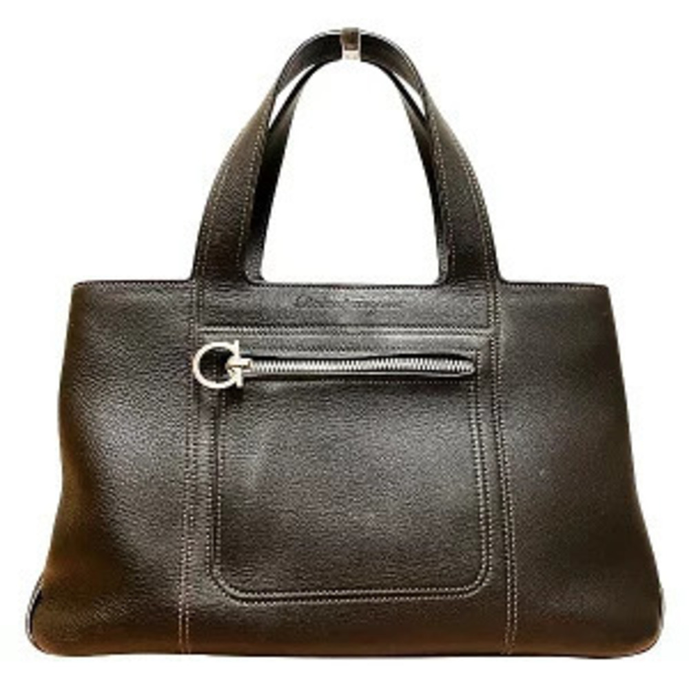 Salvatore Ferragamo Black Leather Bag Handbag